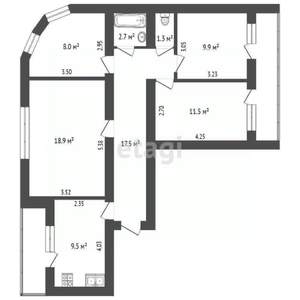 3-к квартира, вторичка, 79м2, 5/15 этаж