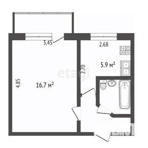 1-к квартира, вторичка, 29м2, 5/5 этаж