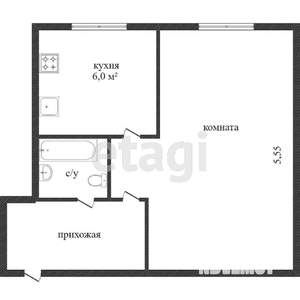 1-к квартира, вторичка, 32м2, 1/5 этаж