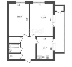 2-к квартира, вторичка, 48м2, 11/12 этаж