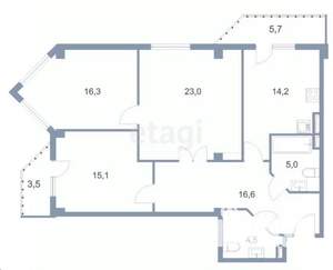 3-к квартира, вторичка, 93м2, 8/14 этаж