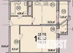1-к квартира, вторичка, 43м2, 9/13 этаж