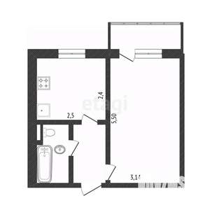 1-к квартира, вторичка, 31м2, 5/5 этаж