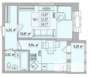 1-к квартира, вторичка, 35м2, 10/18 этаж