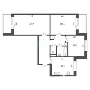 3-к квартира, вторичка, 61м2, 8/9 этаж