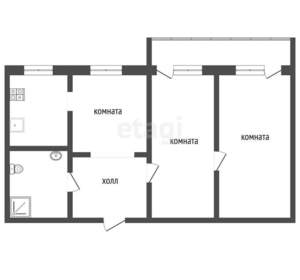 3-к квартира, вторичка, 68м2, 1/14 этаж
