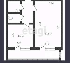 1-к квартира, вторичка, 35м2, 9/9 этаж
