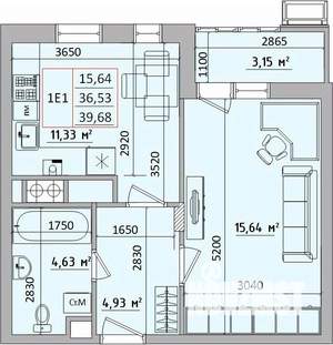 1-к квартира, вторичка, 40м2, 8/9 этаж