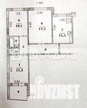3-к квартира, вторичка, 63м2, 4/10 этаж