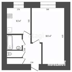 1-к квартира, вторичка, 38м2, 4/10 этаж