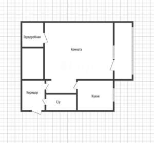 1-к квартира, вторичка, 32м2, 3/3 этаж