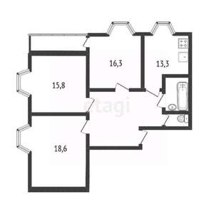 3-к квартира, вторичка, 83м2, 5/5 этаж