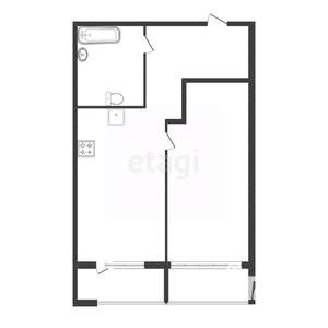 1-к квартира, вторичка, 54м2, 6/9 этаж