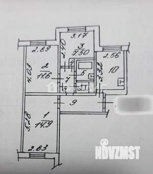 3-к квартира, вторичка, 58м2, 1/9 этаж