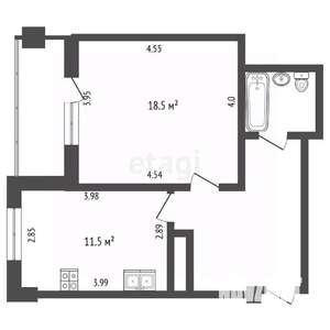 1-к квартира, вторичка, 48м2, 3/12 этаж
