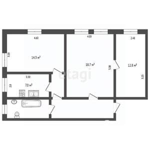 3-к квартира, вторичка, 51м2, 2/5 этаж