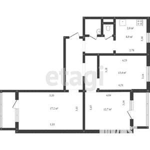 3-к квартира, вторичка, 71м2, 3/10 этаж