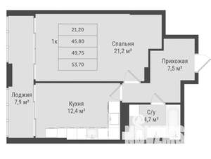 1-к квартира, вторичка, 54м2, 5/17 этаж