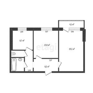 2-к квартира, вторичка, 53м2, 5/10 этаж