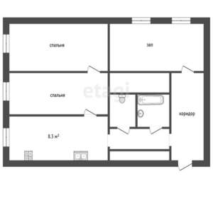 3-к квартира, вторичка, 60м2, 1/9 этаж