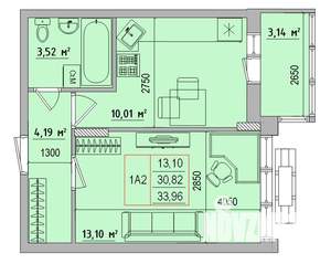 1-к квартира, вторичка, 34м2, 18/18 этаж