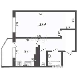 1-к квартира, вторичка, 39м2, 3/5 этаж