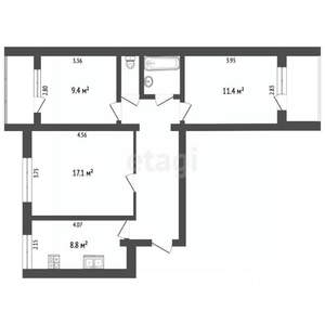 3-к квартира, вторичка, 61м2, 8/9 этаж