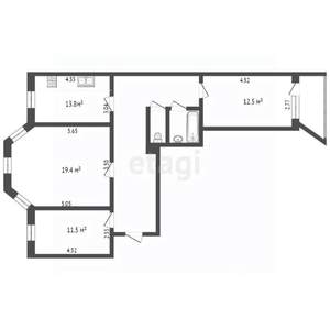 3-к квартира, вторичка, 76м2, 5/6 этаж