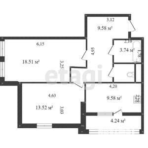 2-к квартира, вторичка, 65м2, 11/18 этаж