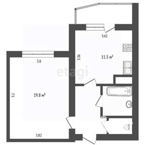 1-к квартира, вторичка, 42м2, 2/7 этаж