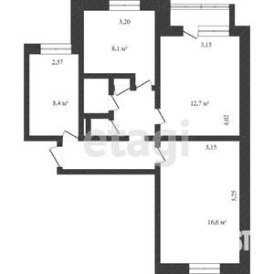 3-к квартира, вторичка, 60м2, 4/9 этаж