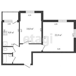 2-к квартира, вторичка, 63м2, 2/5 этаж