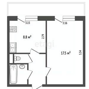 1-к квартира, вторичка, 37м2, 9/12 этаж
