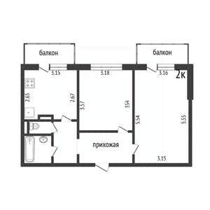 2-к квартира, вторичка, 50м2, 6/10 этаж