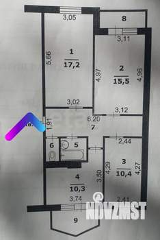 3-к квартира, вторичка, 69м2, 4/5 этаж