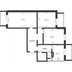 3-к квартира, вторичка, 79м2, 4/10 этаж