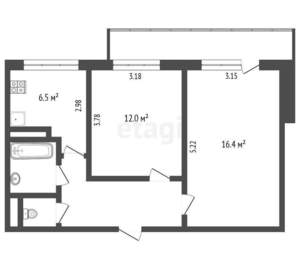 2-к квартира, вторичка, 45м2, 9/9 этаж
