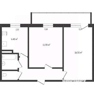 2-к квартира, вторичка, 51м2, 5/10 этаж