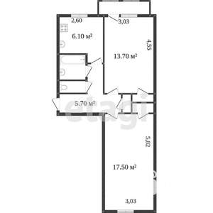 2-к квартира, вторичка, 74м2, 6/6 этаж