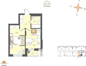 1-к квартира, вторичка, 37м2, 7/8 этаж
