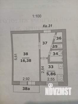 1-к квартира, вторичка, 32м2, 4/5 этаж