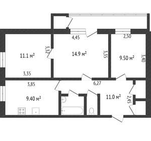 4-к квартира, вторичка, 79м2, 1/12 этаж