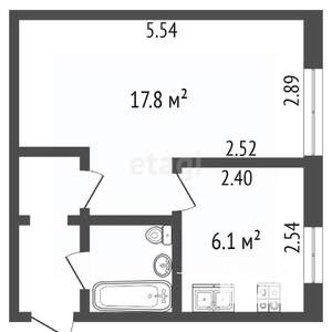 1-к квартира, вторичка, 30м2, 2/5 этаж
