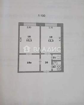 2-к квартира, вторичка, 35м2, 1/5 этаж