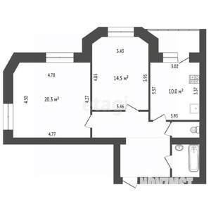 2-к квартира, вторичка, 63м2, 10/10 этаж