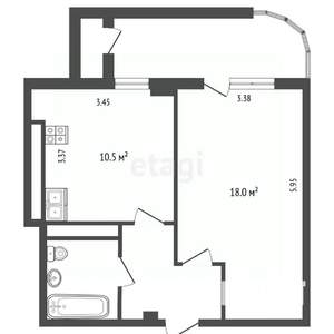 1-к квартира, вторичка, 44м2, 13/17 этаж