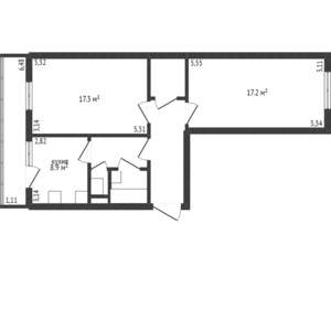 2-к квартира, вторичка, 54м2, 4/12 этаж