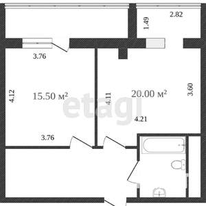 1-к квартира, вторичка, 49м2, 2/10 этаж