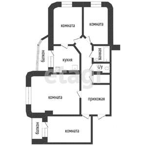 4-к квартира, вторичка, 85м2, 7/17 этаж