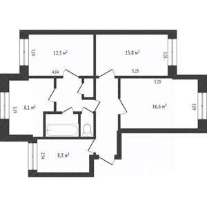 4-к квартира, вторичка, 78м2, 1/9 этаж